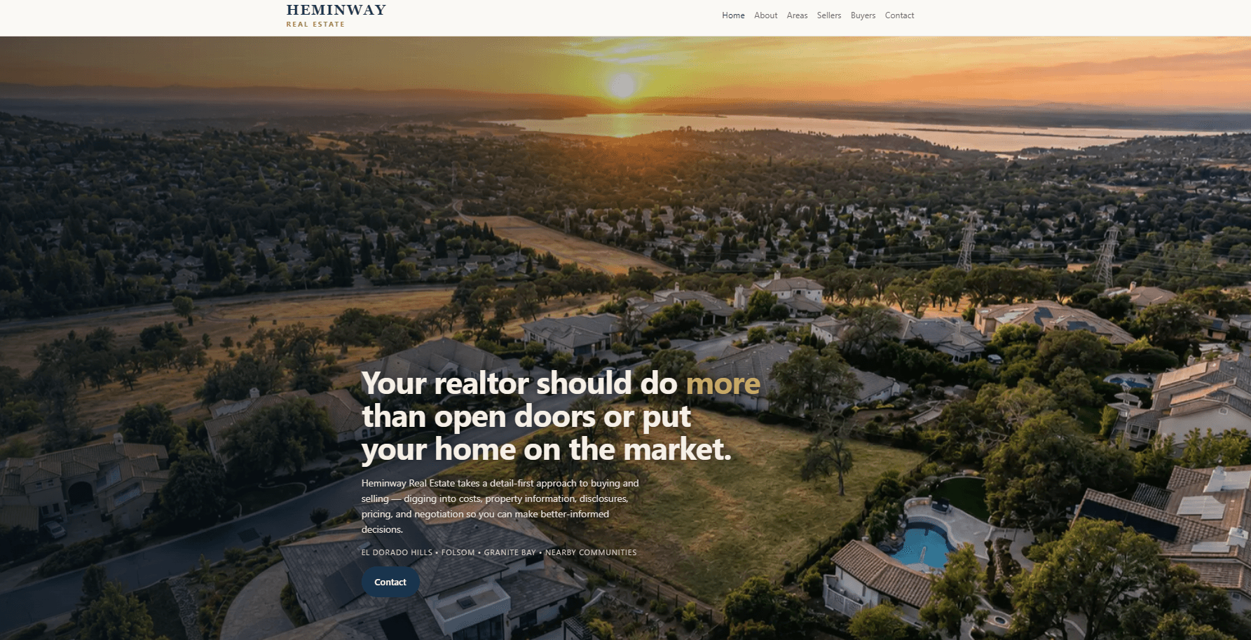 Página inicial do site da Heminway Real Estate